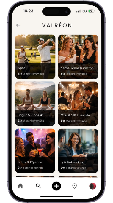 Valreon – Premium Etkinlik Platformu Mobil Uygulaması